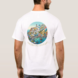 Camiseta vacaciones de verano Santorini Grecia "puesta de s