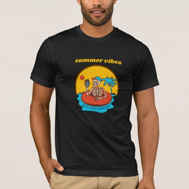 Camiseta Vacaciones de verano y vibraciones de playa | Des  (Anverso)
