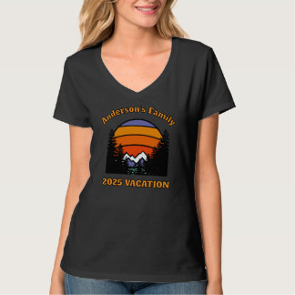 Camiseta VACACIONES del bosque montañoso de atardecer retro
