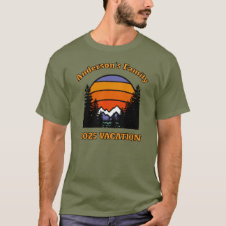 Camiseta VACACIONES del bosque montañoso de atardecer retro