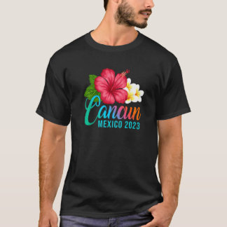 Camiseta Vacaciones en Cancún México Flores tropicales de H