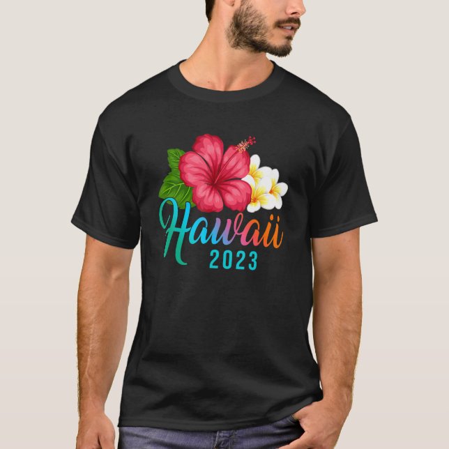 Camiseta Vacaciones En Hawái Con Hibiscus Fl Tropical Hawai (Anverso)