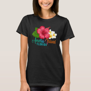 Camiseta Vacaciones en la Isla Amelia Florida Hibisco Tropi