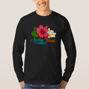 Camiseta Vacaciones en la Isla Amelia Florida Hibisco Tropi