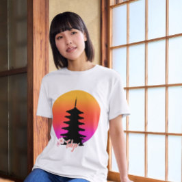 Camiseta Vacaciones en la pagoda del atardecer de Tokio