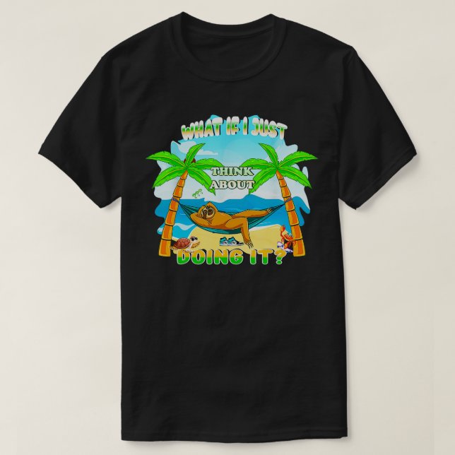 Camiseta Vacaciones en la playa de verano retro Sloth Lazy  (Diseño del anverso)