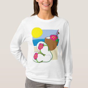 Camiseta Vacaciones en la Playa Tropical Flores de Coco Cha