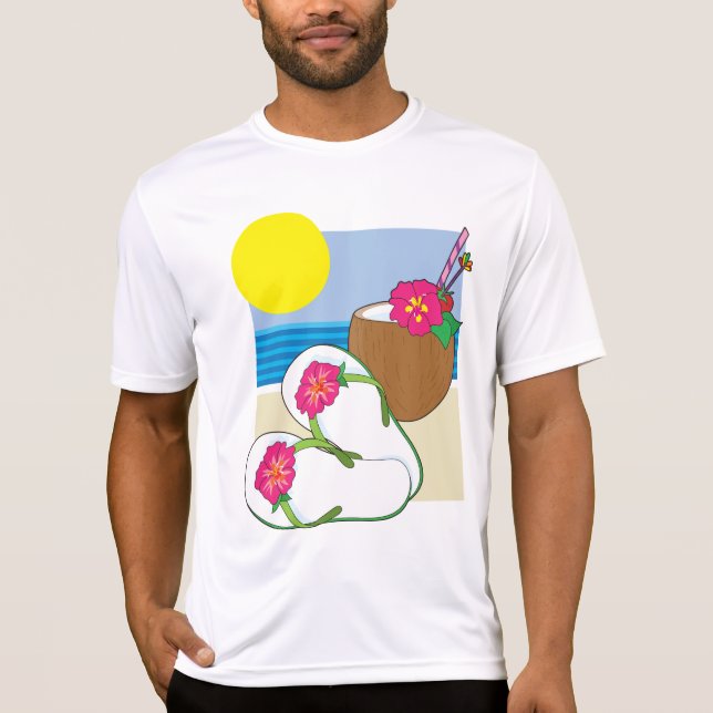 Camiseta Vacaciones en la Playa Tropical Flores de Coco Cha (Anverso)