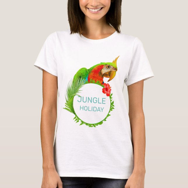 Camiseta Vacaciones en la selva y hermosas aves de Macao mu (Anverso)