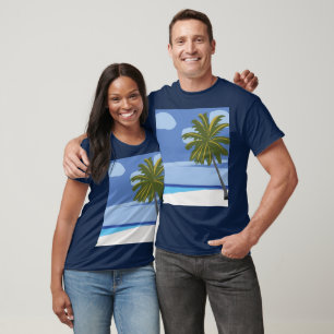 Camiseta Vacaciones en palmeras de playa Hermosas playas