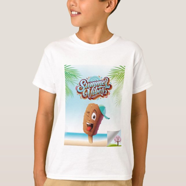 Camiseta Vacaciones en Playa Cuta helados niños Personaliza (Anverso)
