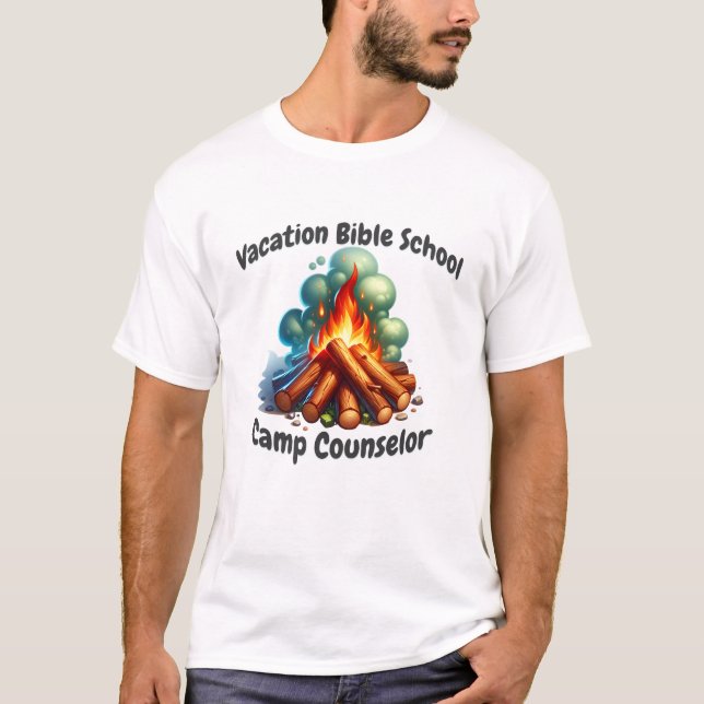 Camiseta Vacaciones Escuela de Biblia Campamento Consejero  (Anverso)