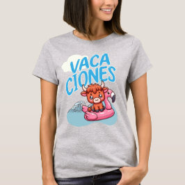 Camiseta Vacaciones Españolas Vacaciones Punny Cute Cow