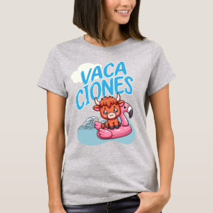 Camiseta Vacaciones Españolas Vacaciones Punny Cute Cow