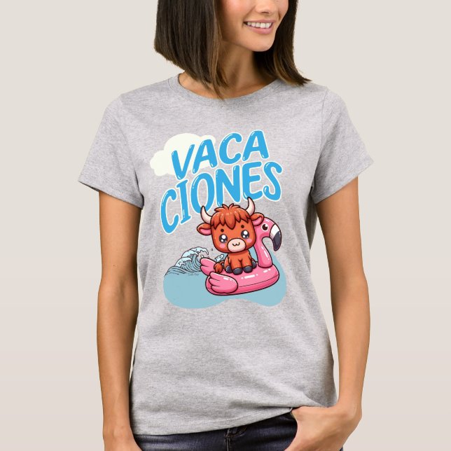 Camiseta Vacaciones Españolas Vacaciones Punny Cute Cow (Anverso)