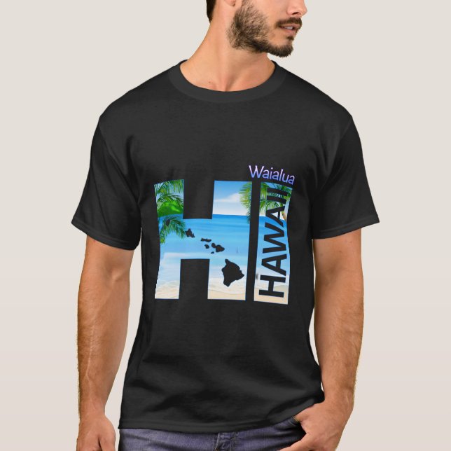 Camiseta Vacaciones estatales de Waialua Hi Hawaii Aloha (Anverso)