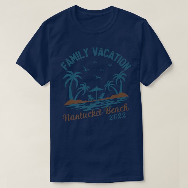Camiseta Vacaciones familiares 2022 Palm Tree Massachusetts (Diseño del anverso)