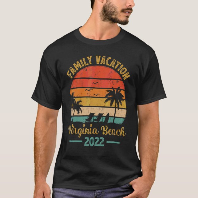 Camiseta Vacaciones familiares 2022 Vintage Palm Tree Virgi (Anverso)