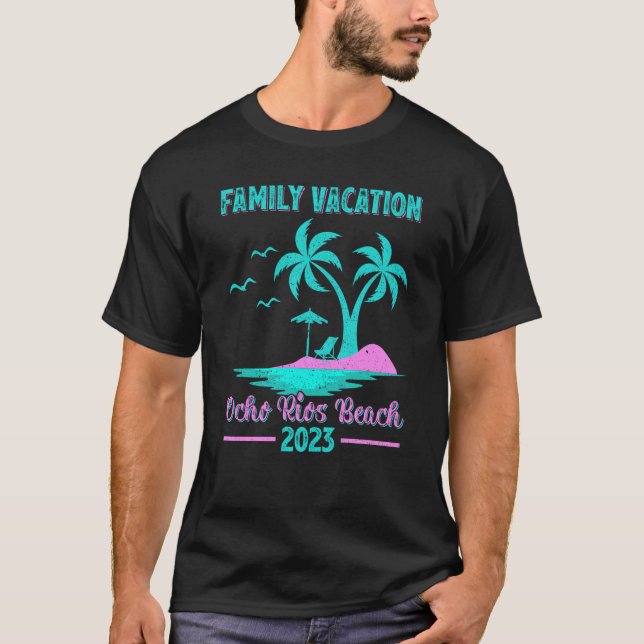 Camiseta Vacaciones familiares 2023 Palm Tree Jamaica Ocho  (Anverso)