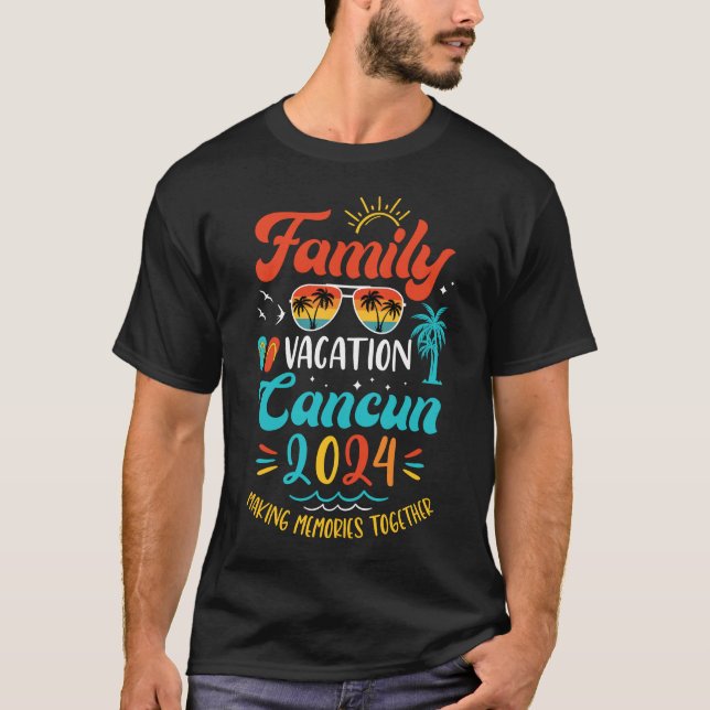 Camiseta Vacaciones familiares 2024 Cancun Matching Summer  (Anverso)