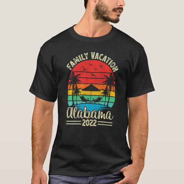Camiseta Vacaciones familiares de estilo retro vintage 2022 (Anverso)