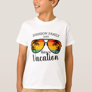 Camiseta Vacaciones familiares de gafas de sol de árboles d