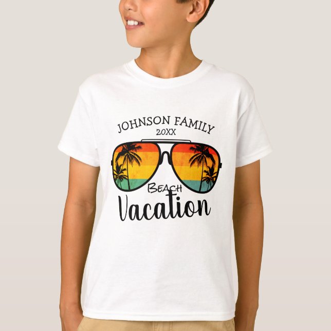 Camiseta Vacaciones familiares de gafas de sol de árboles d (Anverso)
