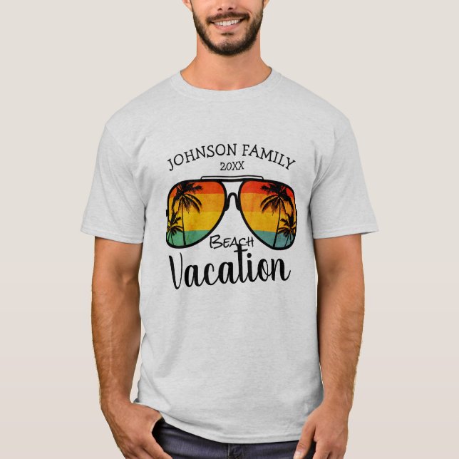 Camiseta Vacaciones familiares de gafas de sol de árboles d (Anverso)