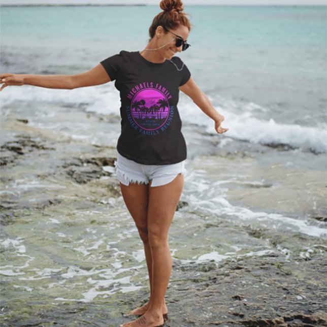 Camiseta Vacaciones familiares de los 60 en la playa de la  (Family Reunion Beach Cruise Sunset Vacation 60s Shirt)