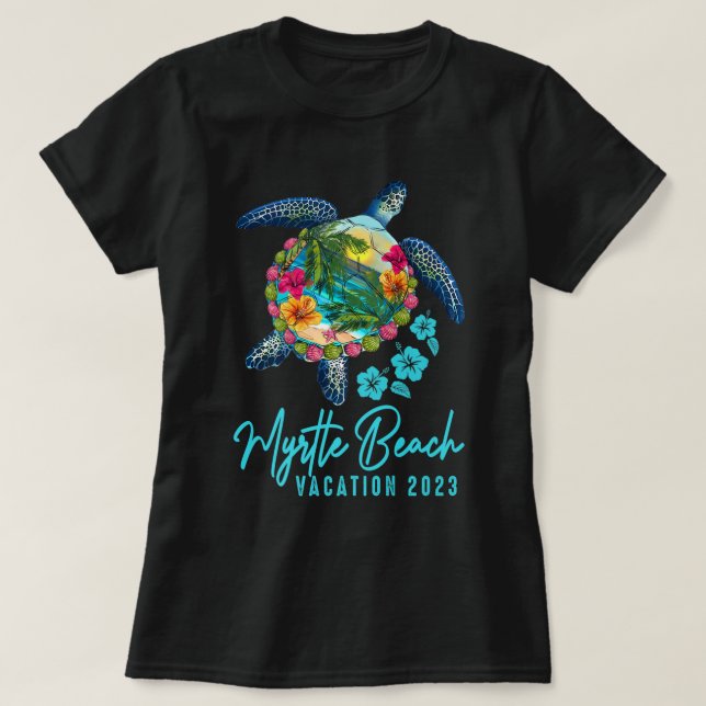 Camiseta Vacaciones familiares de Myrtle Beach Sea Turtle C (Diseño del anverso)