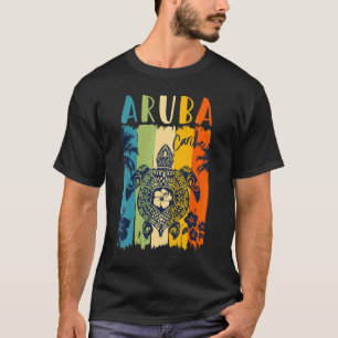 Camiseta Vacaciones familiares de Sea Turtle Retro Aruba Ca