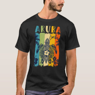 Camiseta Vacaciones familiares de Sea Turtle Retro Aruba Ca