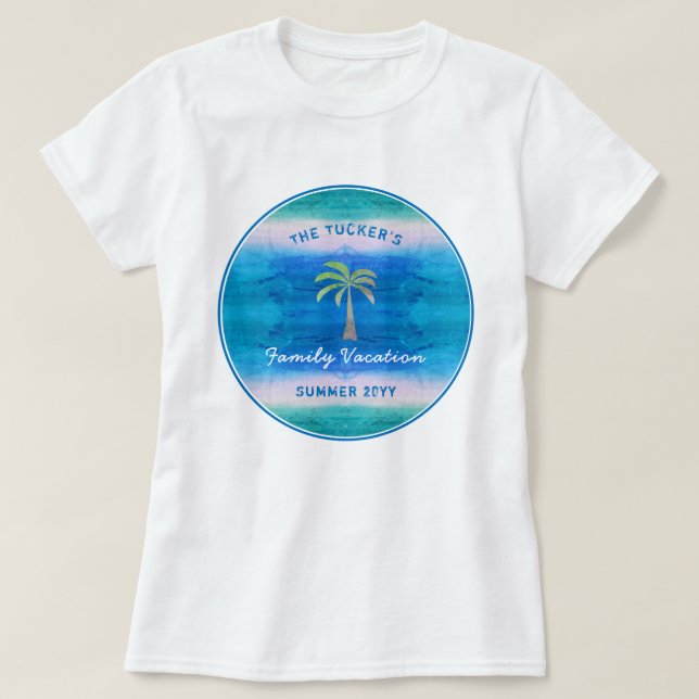 Camiseta Vacaciones familiares de verano de palmeras oceáni (Diseño del anverso)