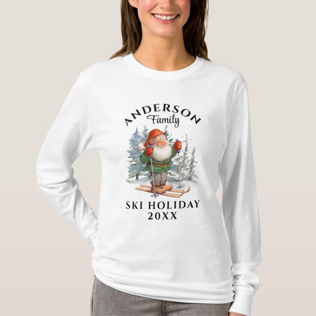 Camiseta Vacaciones familiares en esquí con nombre y año (Anverso)