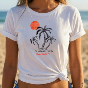 Camiseta Vacaciones Familiares en Playa de Palmeras con Pue