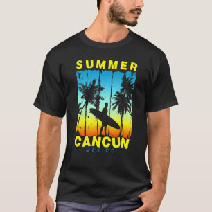 Camiseta Vacaciones Familiares México Cancún Playa Atardece