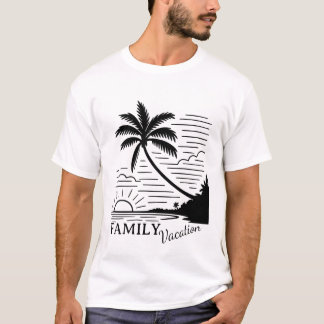 Camiseta Vacaciones Familiares – Playa con puesta de sol tr