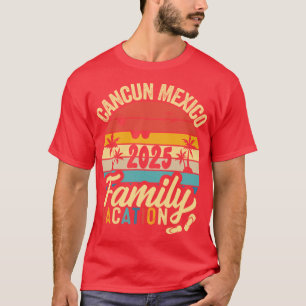 Camiseta Vacaciones Familiares Retro 2025 Cancun México Cam