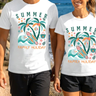 Camiseta Vacaciones Familiares Retro en la Playa Personaliz
