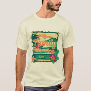Camiseta Vacaciones familiares Verde azuladas y Naranjas de