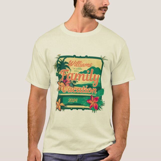 Camiseta Vacaciones familiares Verde azuladas y Naranjas de (Anverso)