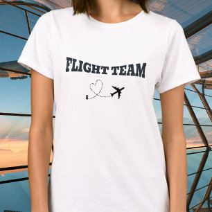 Camiseta Vacaciones Familiares Viaje Equipo de Vuelo Negro