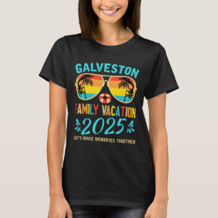 Camiseta Vacaciones familiares vintage playa Galveston 2025