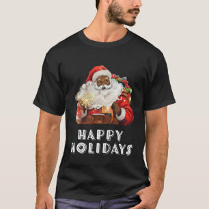 Camiseta Vacaciones felices de Papá Noel Negro
