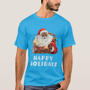 Camiseta Vacaciones felices de Papá Noel Negro