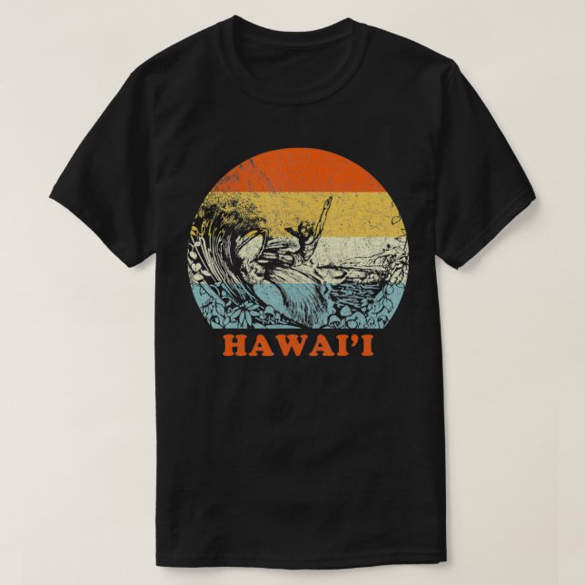Camiseta Vacaciones hawaianas de windsurf con vintage retro (Diseño del anverso)