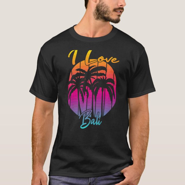 Camiseta Vacaciones indonesias vintage Palm Trees I Lov (Anverso)