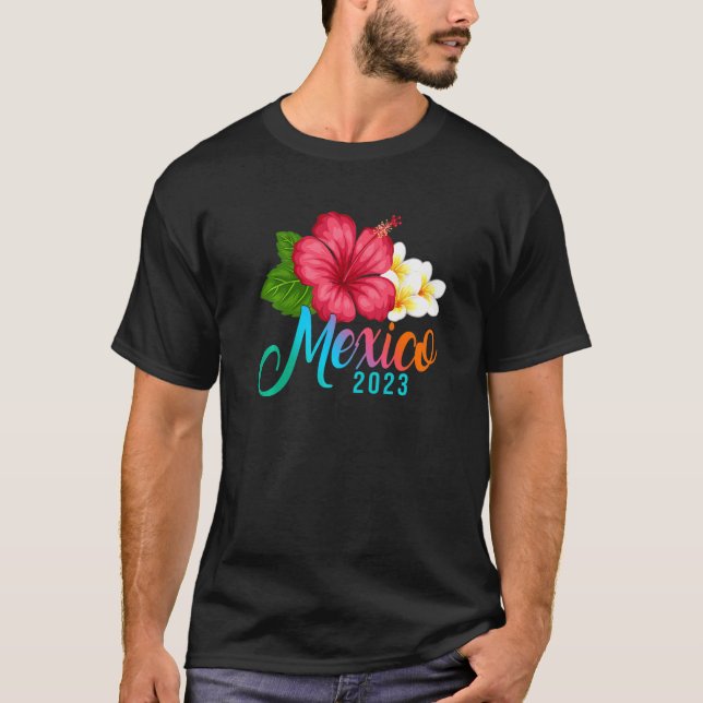 Camiseta Vacaciones México Flores Tropicales Hibiscus (Anverso)