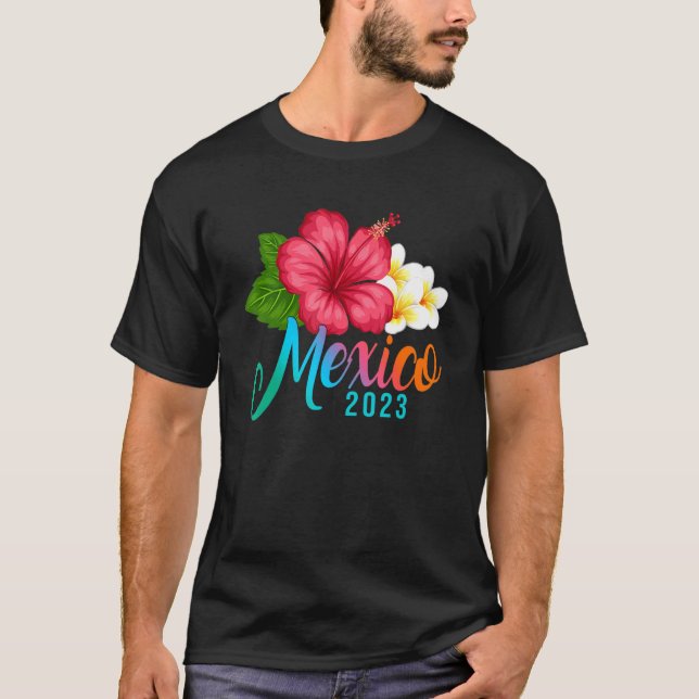 Camiseta Vacaciones México Flores Tropicales Hibiscus (Anverso)