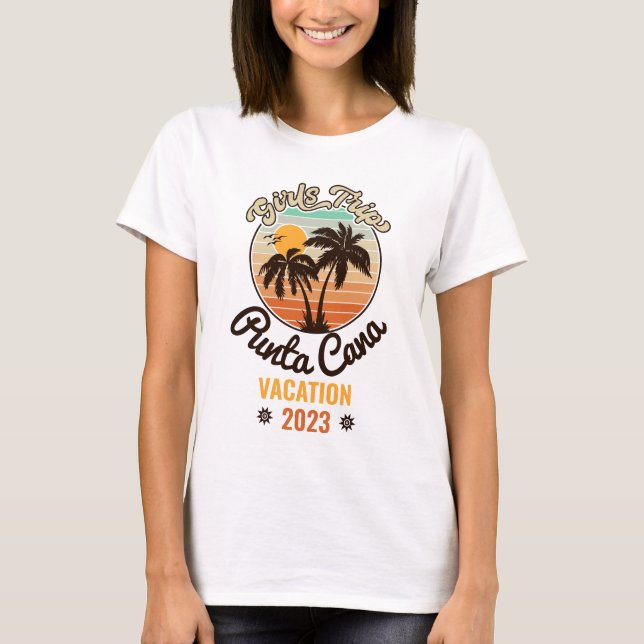 Camiseta Vacaciones personalizadas Punta Cana 2023 Retro 60 (Anverso)